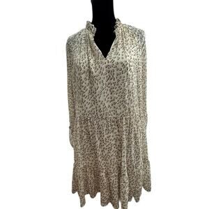 Express Leopard Print Long Sleeve Tiered Mini Dress